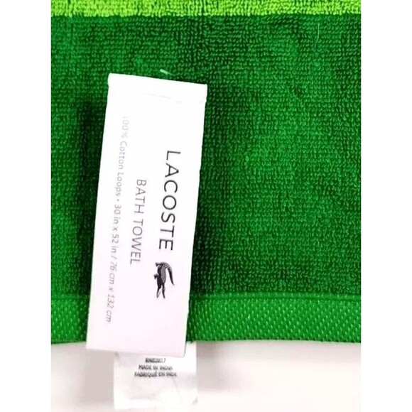 NEW LACOSTE GREEN STRIPE COTTON LOOPS BATH TOWEL-30"X 52" - Picture 2 of 2